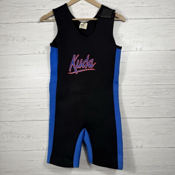 Vintage Kuda Sleeveless Shorty Wet Suit Men's Size Small 90s Neoprene Black Blue - Picture 1 of 4